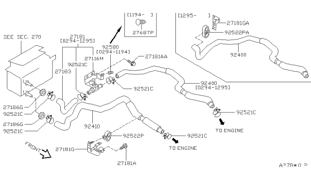 1995 Nissan Maxima Cock-Water Control Diagram for 92230-40U02