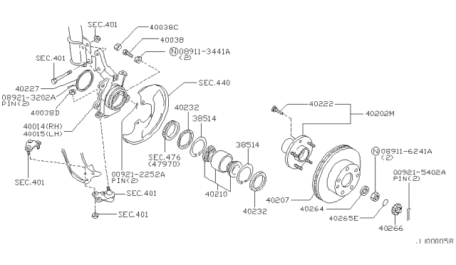 1997 Nissan Maxima Spindle-KNUCKLE,LH Diagram for 40015-31U00