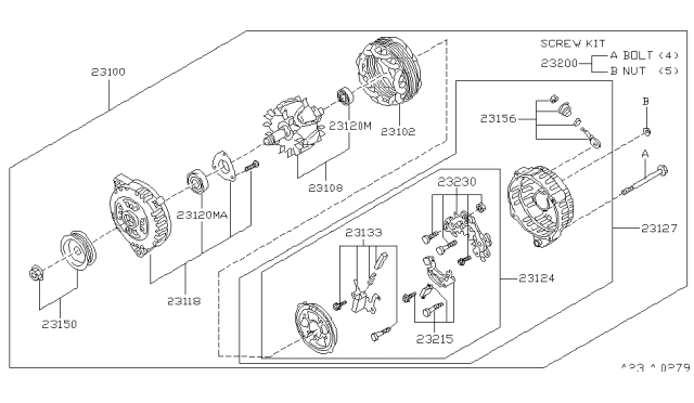 1997 Nissan Maxima Rectifier Assy Diagram for 23124-0L703
