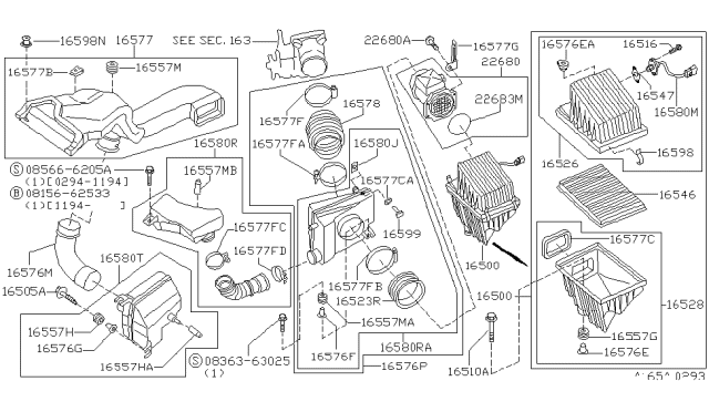 1996 Nissan Maxima STOPPER Diagram for 16582-84A10