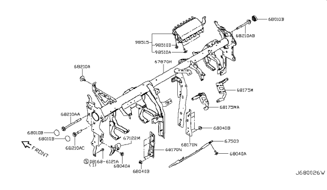 2019 Nissan Rogue Sport Protector Assy-Knee,LH Diagram for 67503-6FK0A