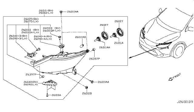 2019 Nissan Rogue Sport Headlamp Assembly-Driver Side Diagram for 26060-6MA0A