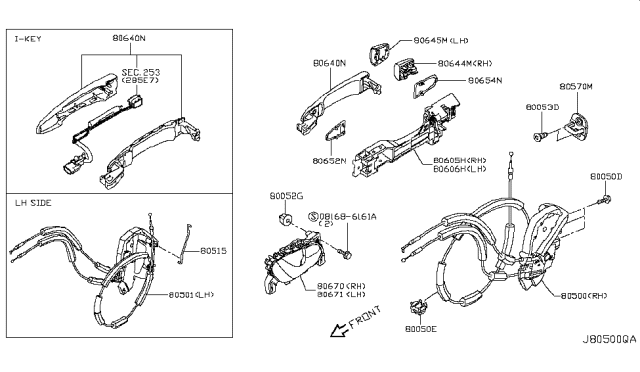 2019 Nissan Rogue Sport Gasket-Outside Handle,Front Door Diagram for 80652-DF30A
