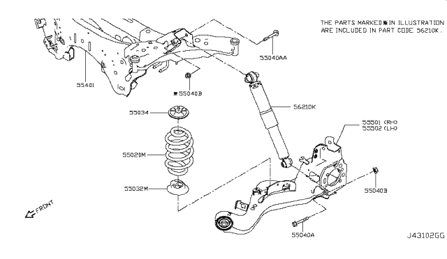 Spring-Rear Suspension Diagram for 55020-4CE0C