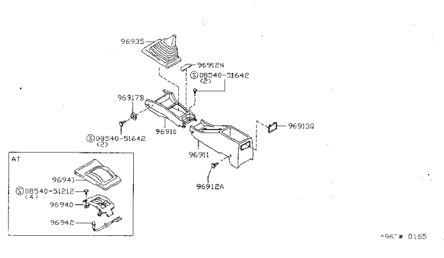 1996 Nissan Sentra Boot-Console Diagram for 96935-F4300