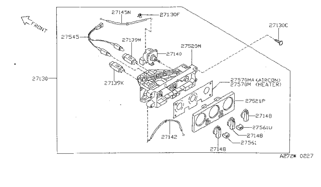 1996 Nissan Sentra Cable-Temp Control Diagram for 27542-1M200