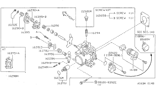 1997 Nissan Sentra Throttle Valve Body Diagram for 16119-3M210