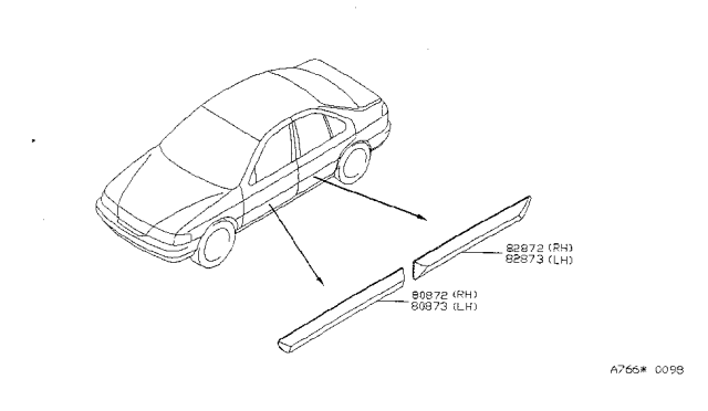 1998 Nissan Sentra Moulding-Rear Door,LH Diagram for 82871-8B913