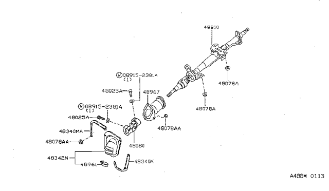 1997 Nissan Sentra Joint Assembly Steering Lower Diagram for 48080-1M201