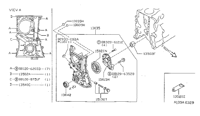 1995 Nissan Sentra Cover Assy-Front Diagram for 13500-F4300