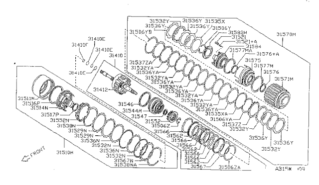 1998 Nissan Sentra Clutch Assembly-Forward Diagram for 31570-31X72