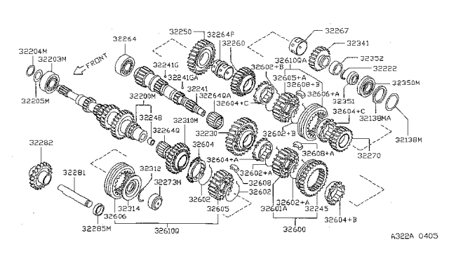 1995 Nissan Sentra Gear-Input Shaft Diagram for 32200-63Y02