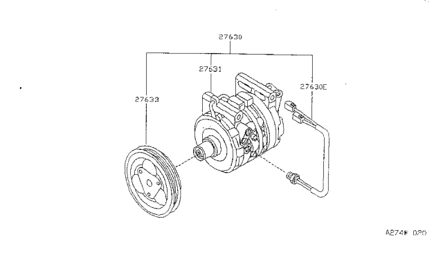1996 Nissan Sentra Clutch Assy-Compressor Diagram for 92660-F4300