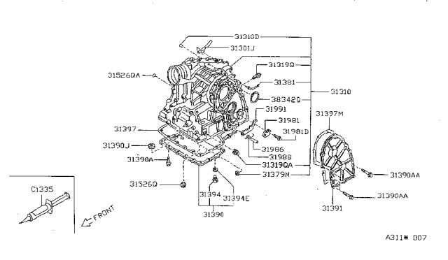 1997 Nissan Sentra Torque Converter,Housing & Case Diagram 1