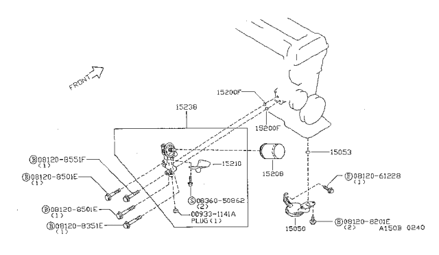 1999 Nissan Sentra Oil Strainer Diagram for 15050-77A10