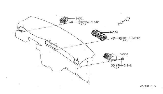 1998 Nissan Sentra Ventilator Assy-Side,LH Diagram for 68761-1M202
