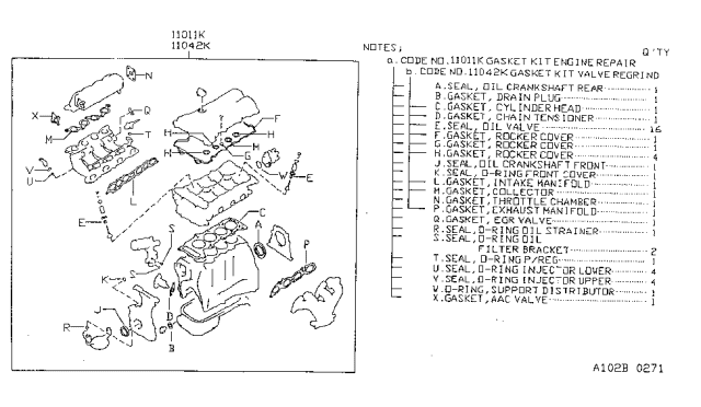 1998 Nissan Sentra Engine Gasket Kit Diagram 2