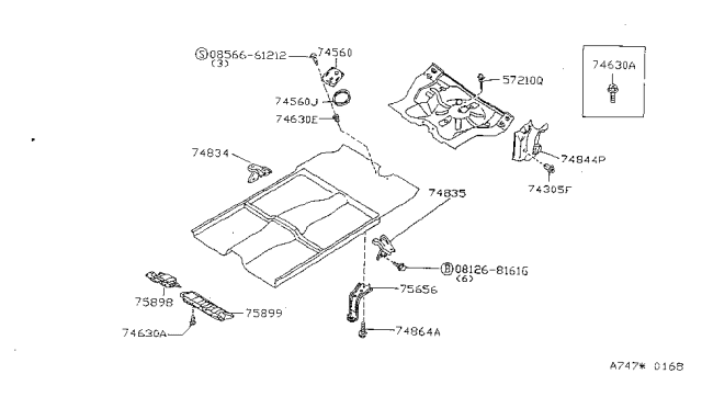 1996 Nissan Sentra Cover-Front Under, LH Diagram for 75899-F4300