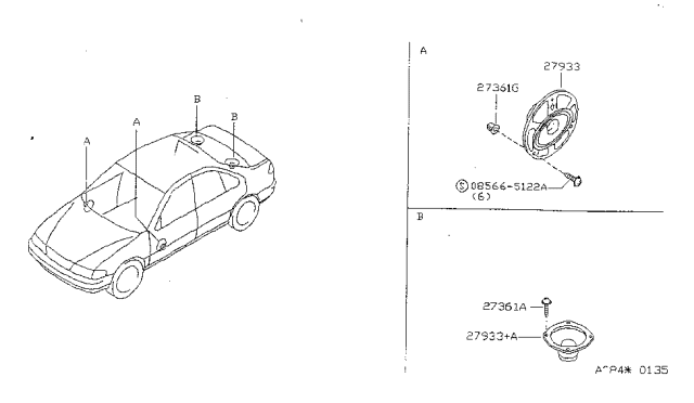 1999 Nissan Sentra Speaker Unit Diagram for 28156-F4301