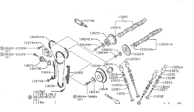 1999 Nissan Sentra Guide Chain, Tension Side Diagram for 13085-1N500