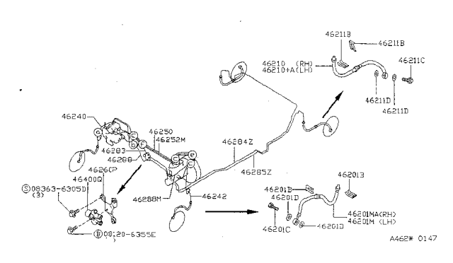 1999 Nissan Sentra Brake Piping & Control Diagram 2