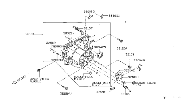 1999 Nissan Sentra Transmission Case & Clutch Release Diagram 3