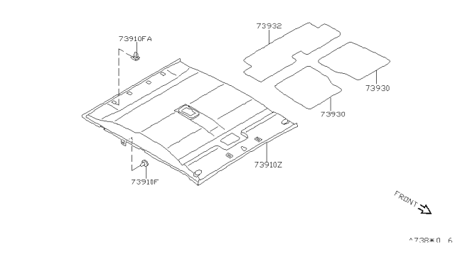 1996 Nissan 240SX INSULATOR-Roof Diagram for 73930-65F00