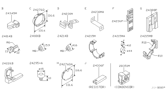 1996 Nissan 240SX BARCKET-Connector Diagram for 24346-65F10