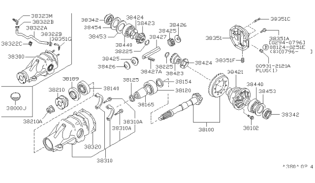 1996 Nissan 240SX SPACER-Drive PINION Bearing Diagram for 38165-10V00