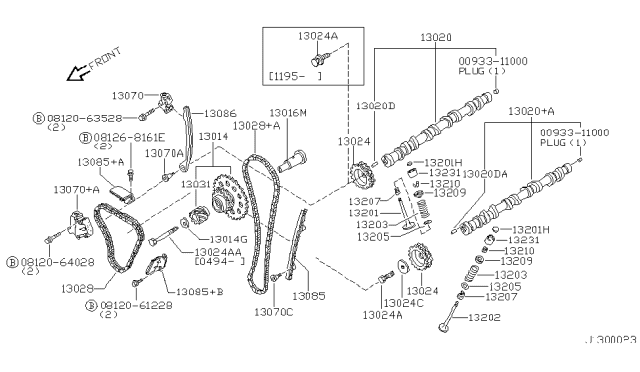 1998 Nissan 240SX Bolt TENSIONER Diagram for 13075-40F20