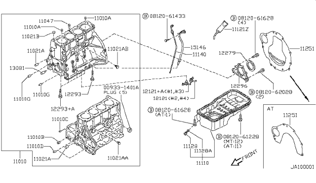 1997 Nissan 240SX Cylinder Block & Oil Pan Diagram
