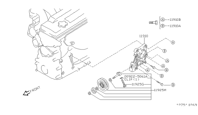 1996 Nissan 240SX Compressor Mounting & Fitting Diagram
