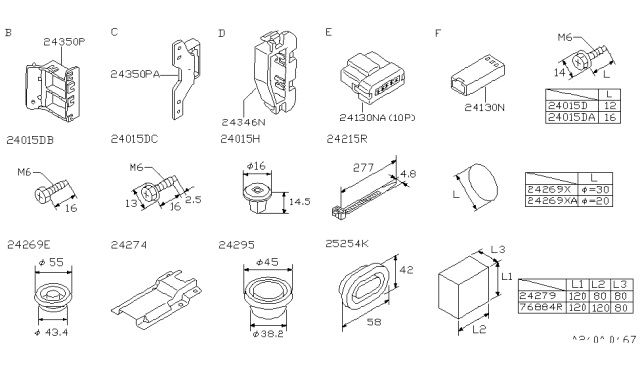 1997 Nissan 240SX Protector-Harness Diagram for 24274-65F00
