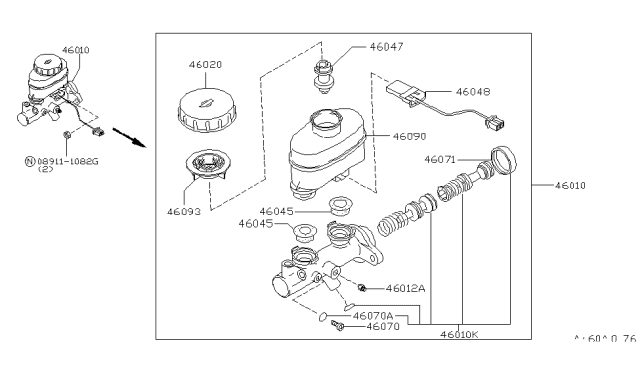 1995 Nissan 240SX Piston Kit-Tandem Brake Master Cylinder Diagram for 46011-70T26