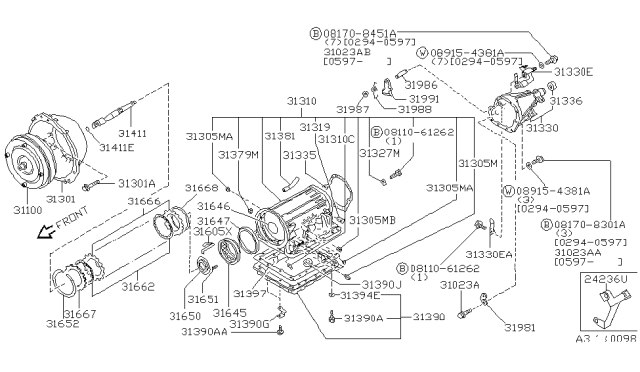 1997 Nissan 240SX Housing-Converter Diagram for 313A1-41X61