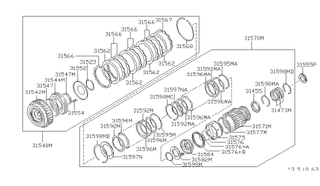 1996 Nissan 240SX Plate-Driven Diagram for 31536-41X21