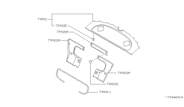 1995 Nissan 240SX Finisher-Rear Parcel Shelf Diagram for 79910-67F11