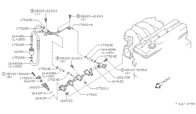 1998 Nissan 240SX Hose-Fuel Diagram for 16441-53F01