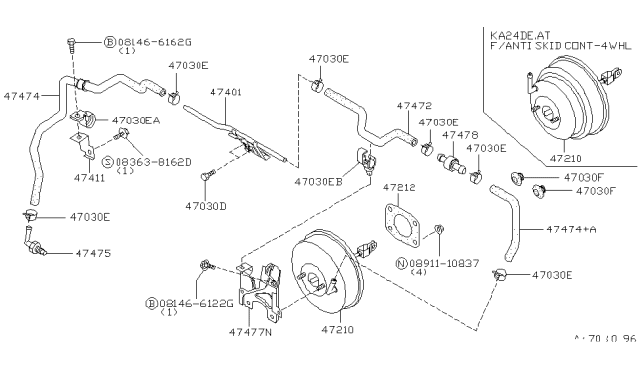 1998 Nissan 240SX Hose-Booster Diagram for 47472-71F00