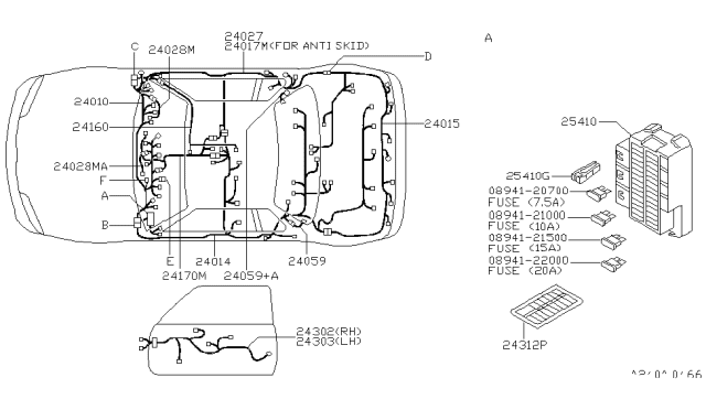 1996 Nissan 240SX Harness Assembly-Main Diagram for 24010-81F05