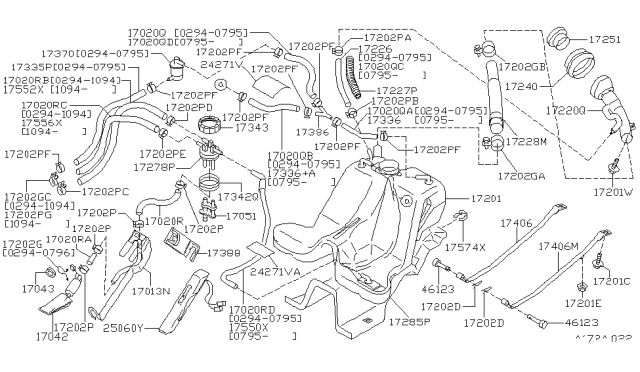 1995 Nissan 240SX Fuel Tank Sending Unit Diagram for 25060-70T00