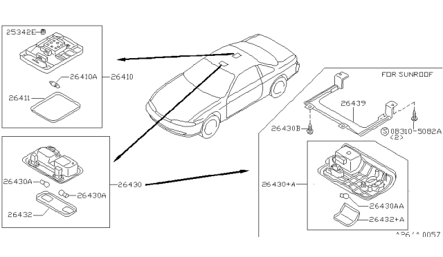 1995 Nissan 240SX Lamp Assembly-Room Diagram for 26410-65F01