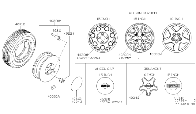 1996 Nissan 240SX Road Wheel & Tire Diagram 1