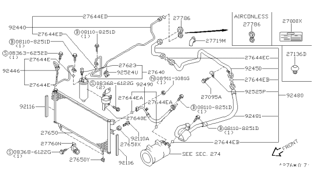 1995 Nissan 240SX Pipe-Front Cooler, Low Diagram for 92450-70F00