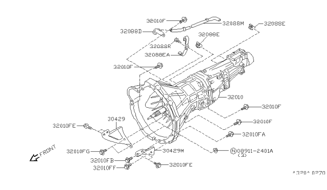 1997 Nissan 240SX Manual Transmission, Transaxle & Fitting Diagram 1