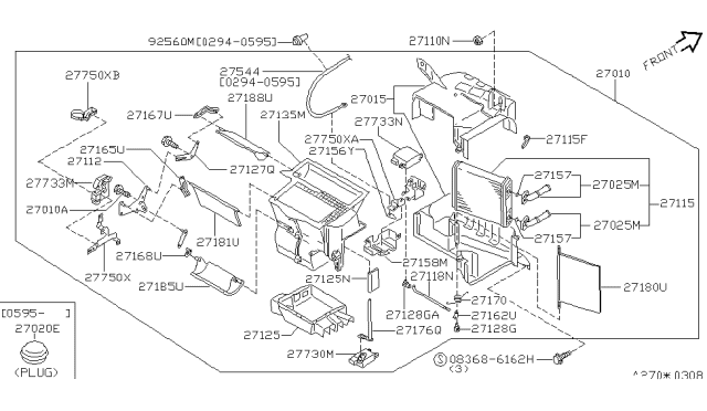 1996 Nissan 240SX Heating Unit Assy-Front Diagram for 27110-70F00