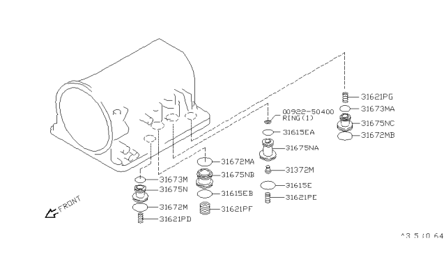 1995 Nissan 240SX Retainer-Accumulator Diagram for 31372-51X01