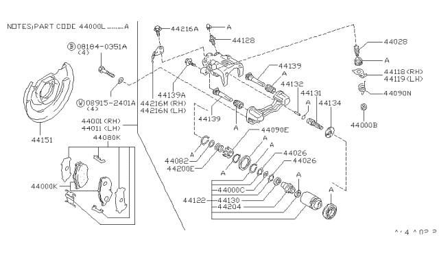 1996 Nissan 240SX Seal Kit-Disc Brake Diagram for 44120-N9528