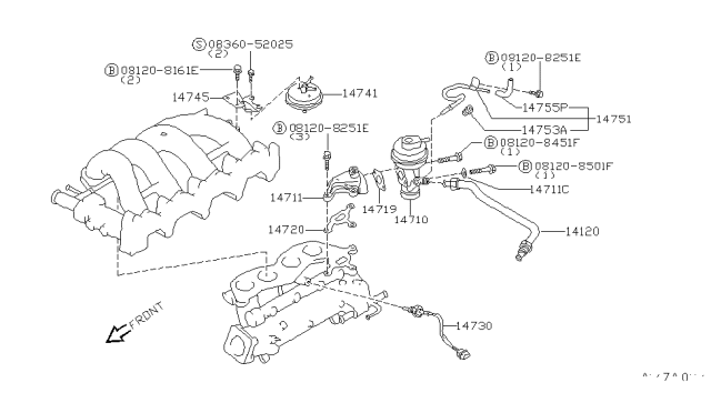 1997 Nissan 240SX Connector-Tube Diagram for 14753-F2300