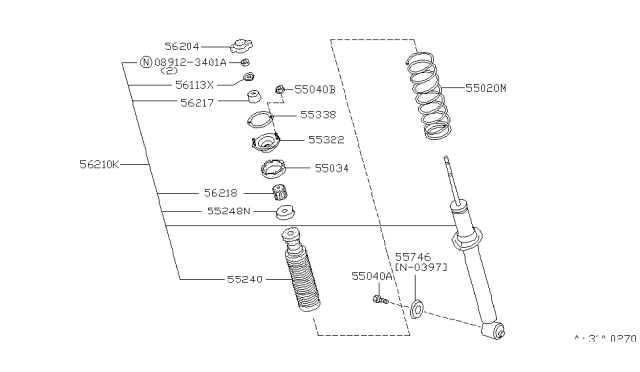 1996 Nissan 240SX ABSORBER Shock Diagram for 56210-70F85
